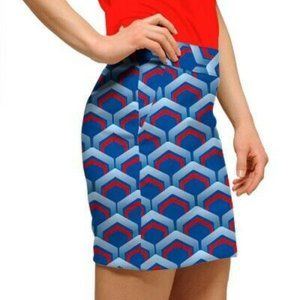 Loudmouth Golf NWT Cotton Blue/Red LOUNGE LIZARD Golf Skort, Size 16